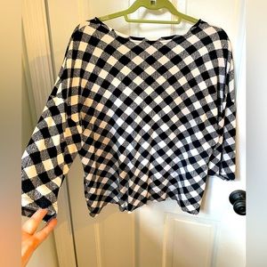 J Jill boat neck, drop shoulder 60%cotton/40% modal rayon, 3/4 length sleeve